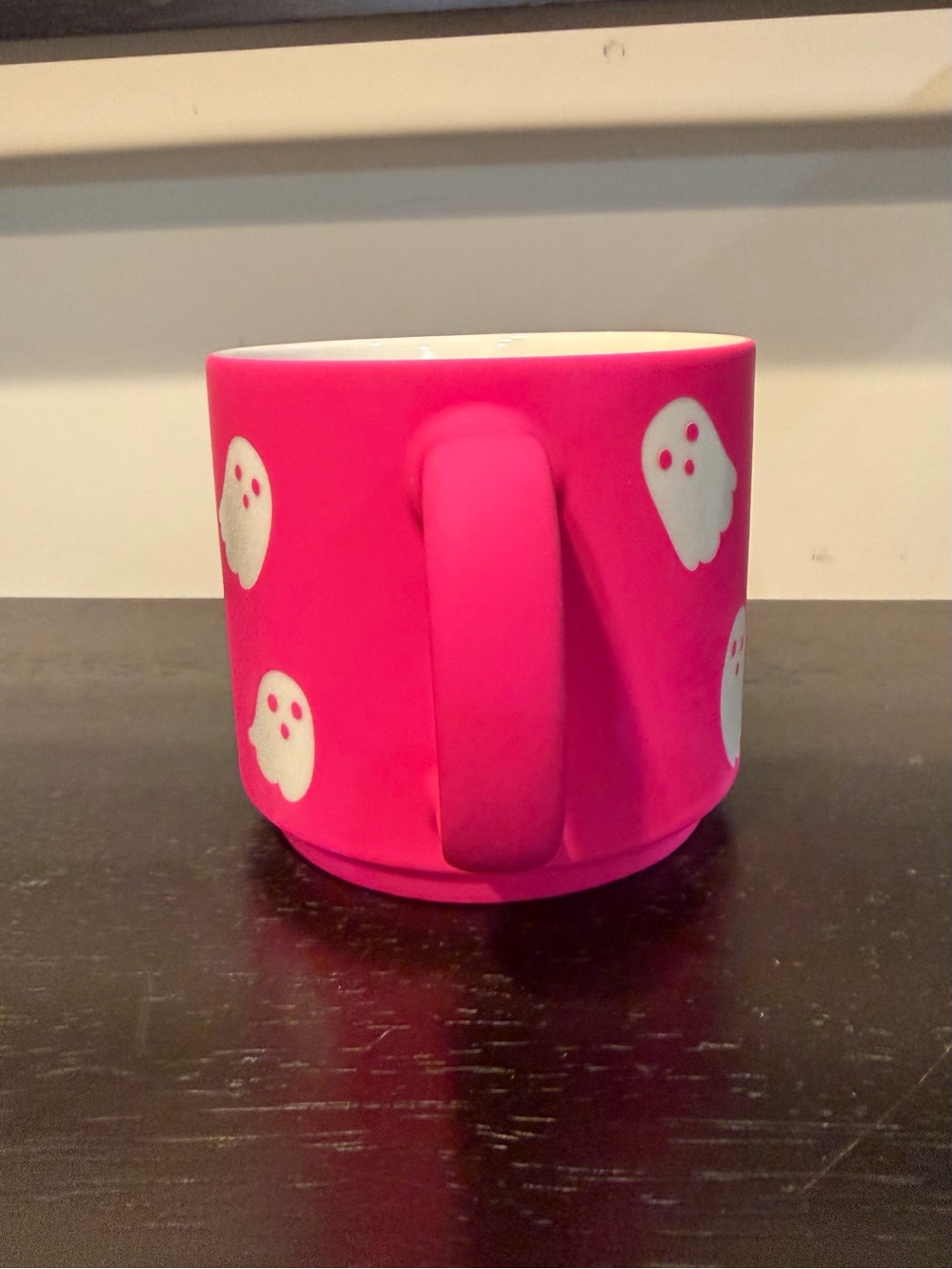 Sunday Morning Ceramics "Too Cute To Spook" Hot Pink Ghost Mug - Picture 5 of 7